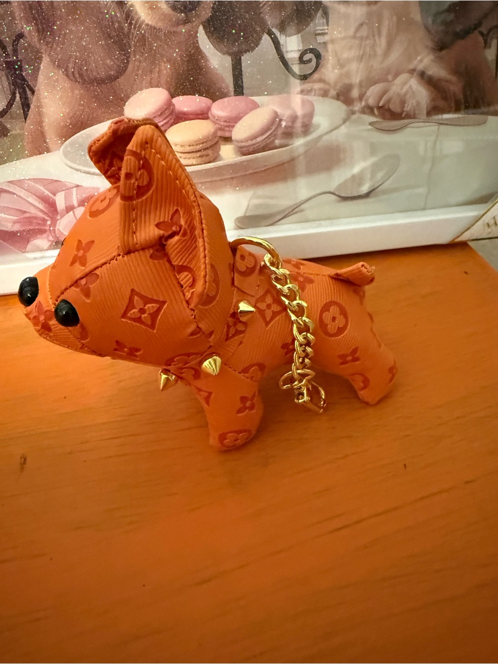 Orange Designer-Style Dog Charm/Keychain NWT